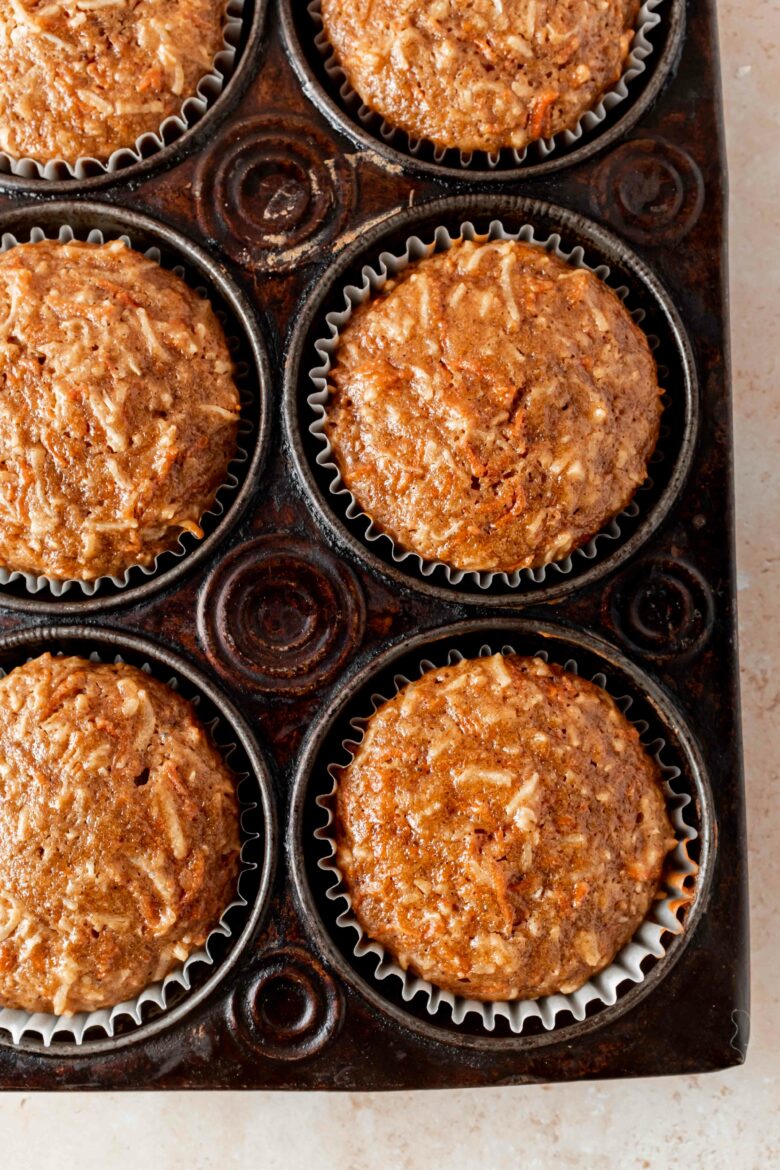 Baked cupcakes in tin
