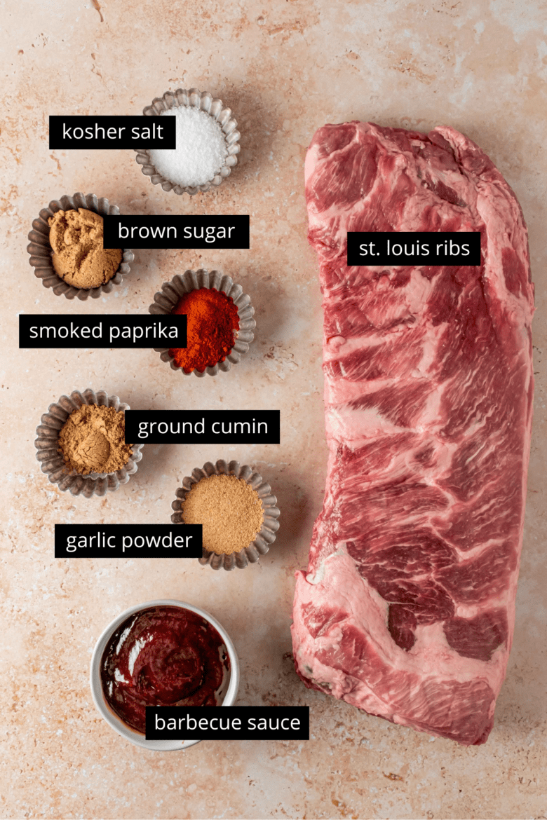 Ingredients to make ribs in oven