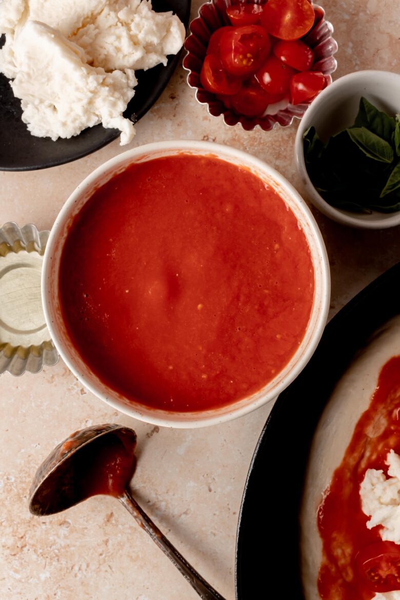 Tomato sauce in small bowl