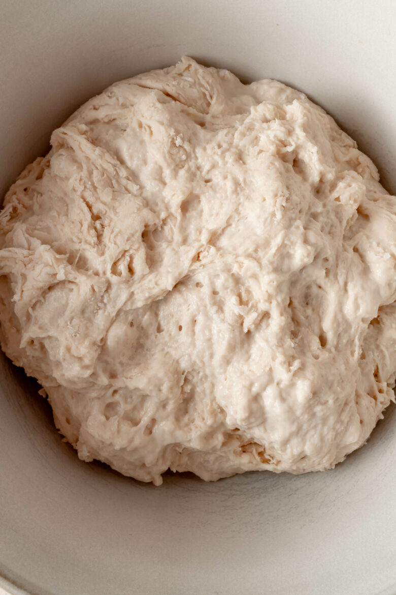 Shaggy dough texture right after mixing