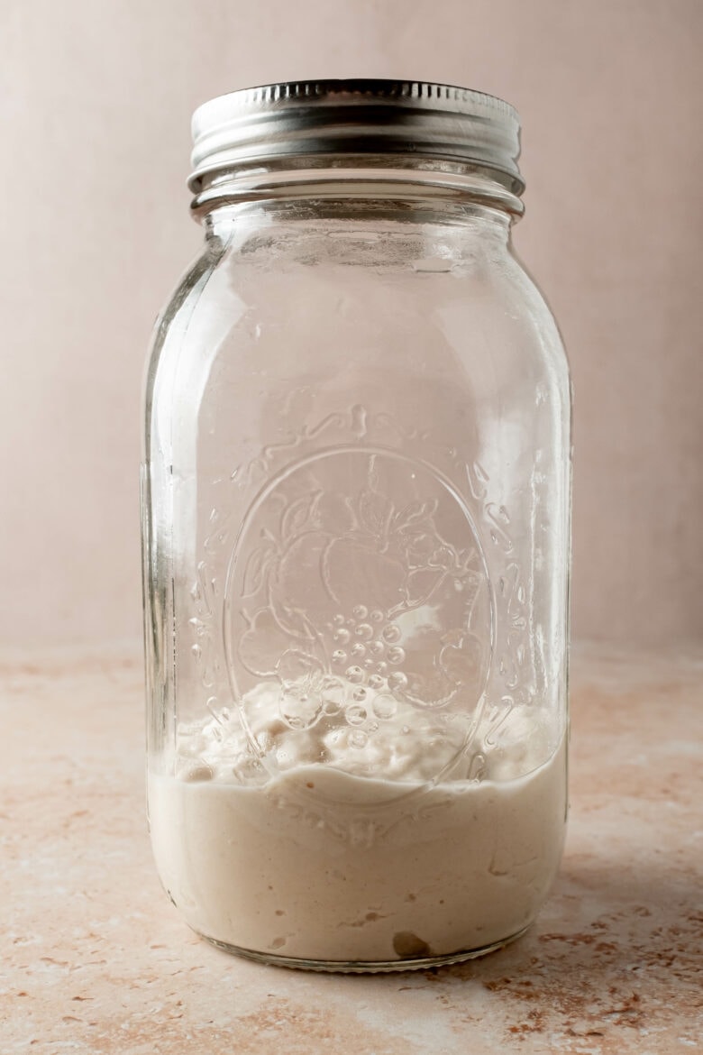 Poolish in jar before fermentation