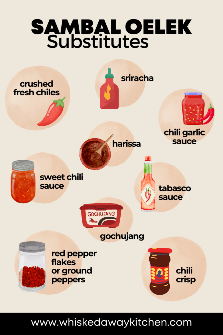 Infographic depicting substitutes for sambal oelek