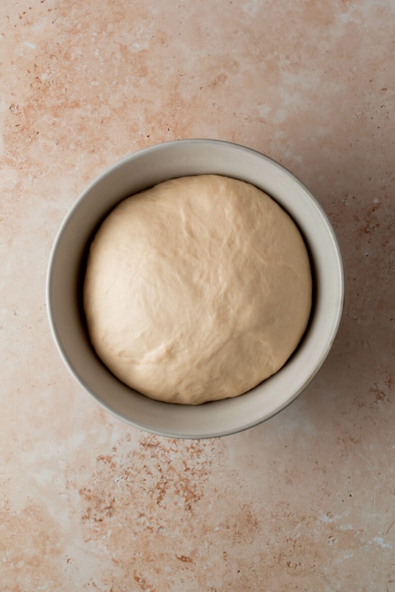 Runza dough after proofing.