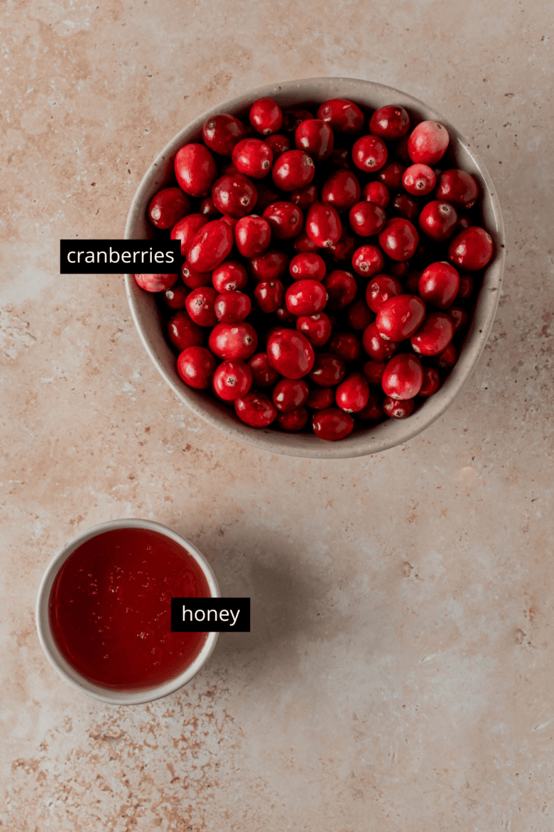 Fresh cranberries and honey.