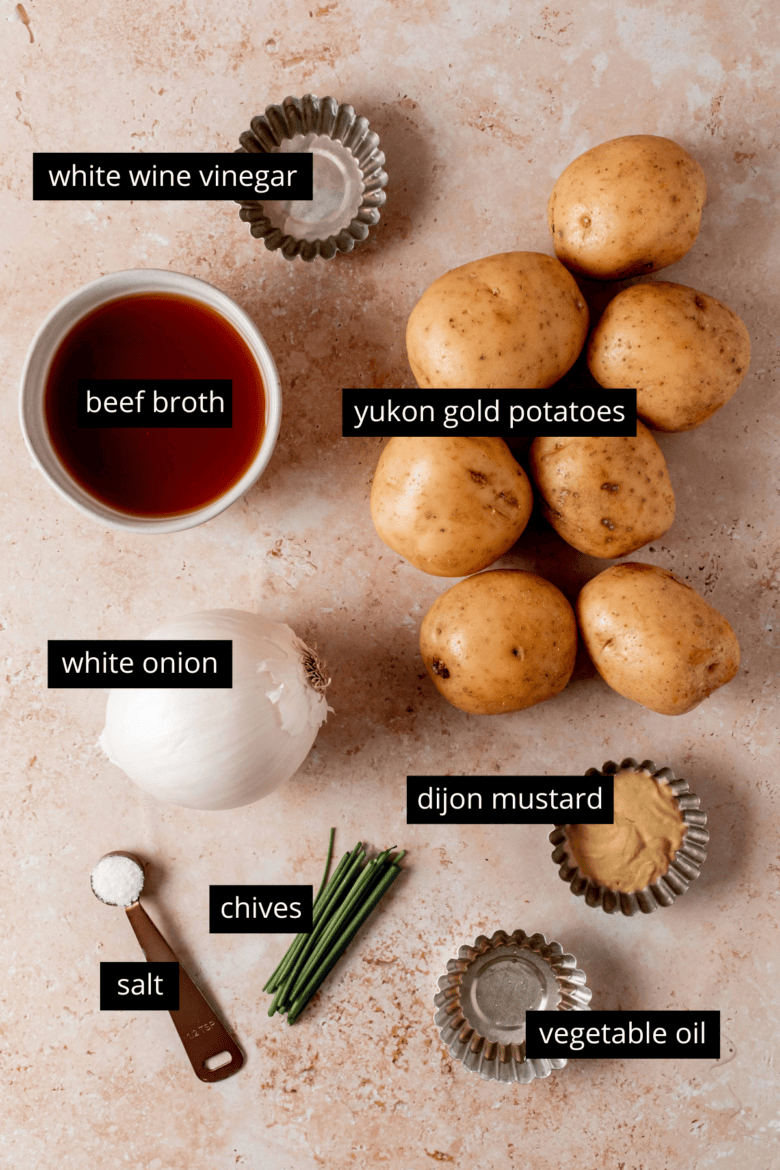 Ingredients to make potato salad.