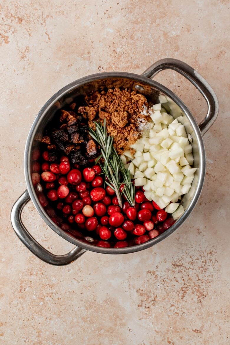 Ingredients in a pot.
