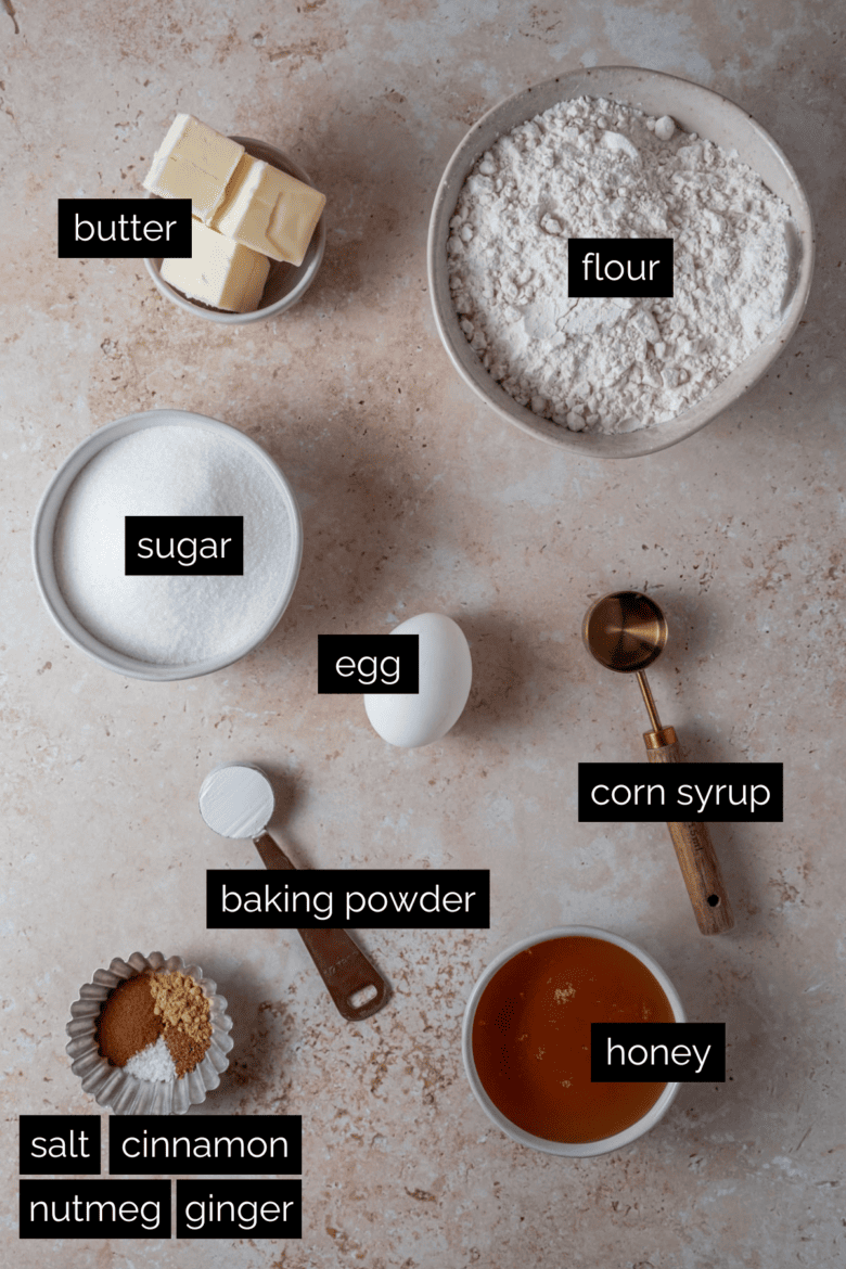 Measured ingredients to make Russian spice cookies.