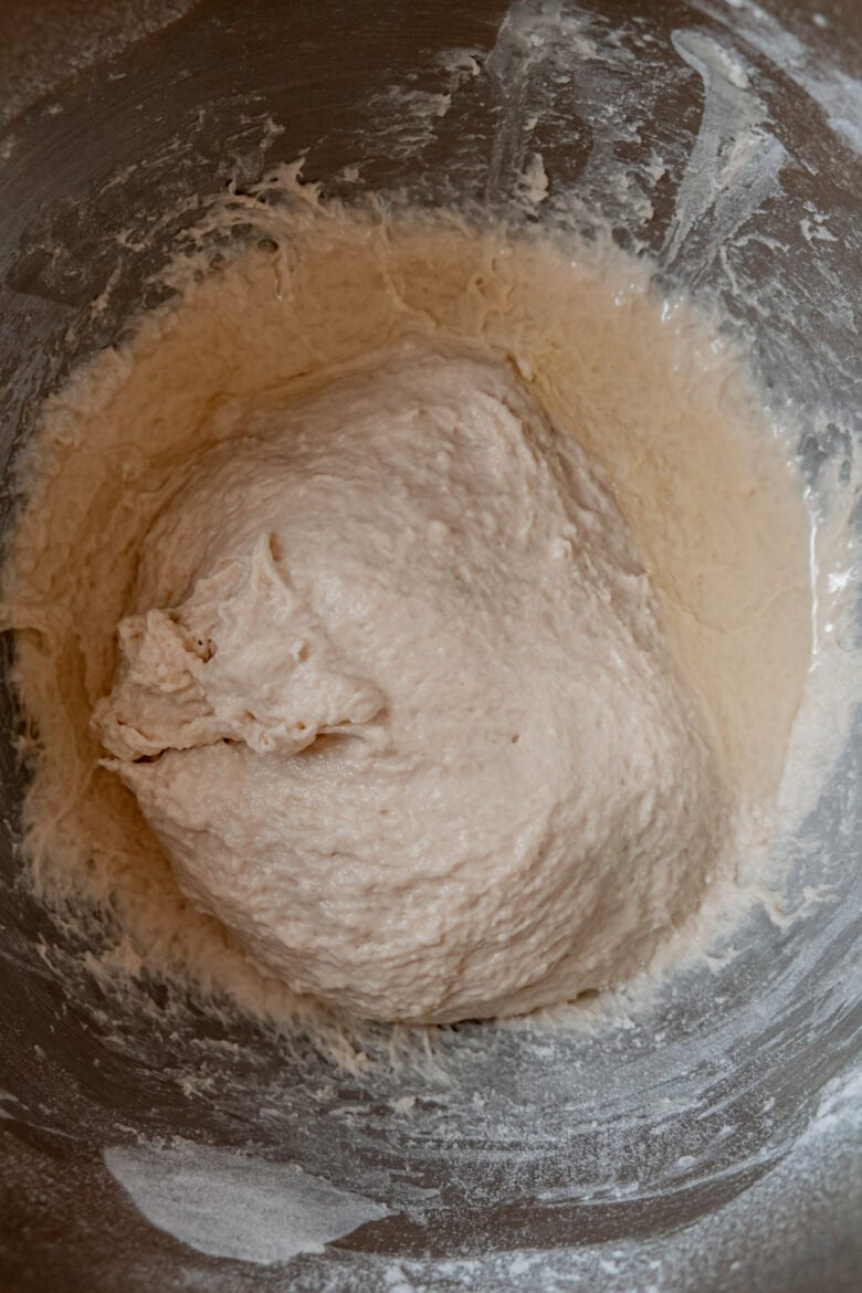 Khachapuri dough before kneading.