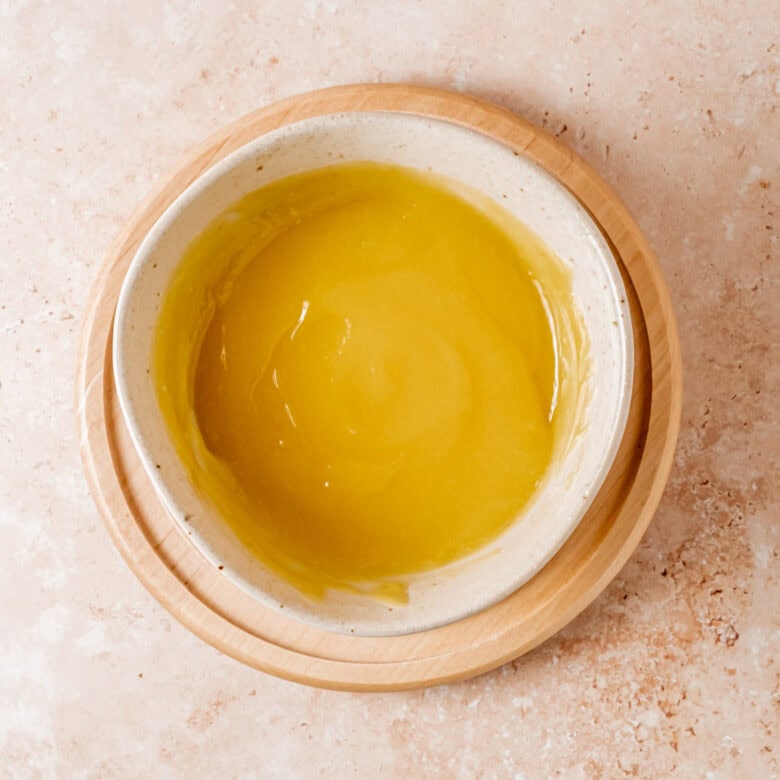 Finished lemon curd in bowl.