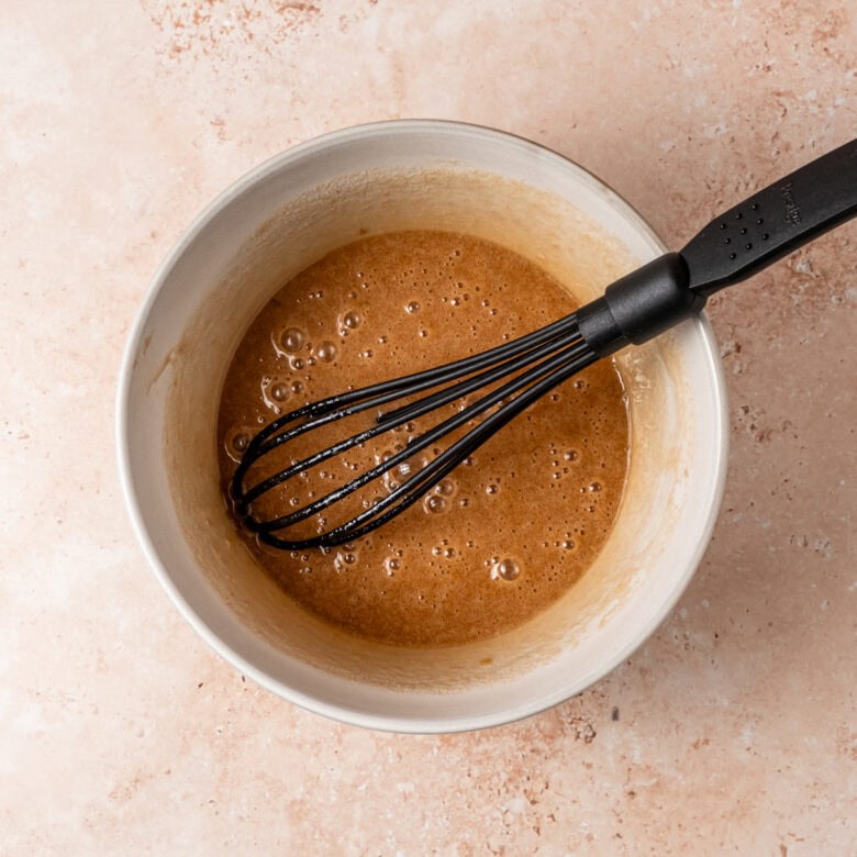 Wet ingredients in mixing bowl.