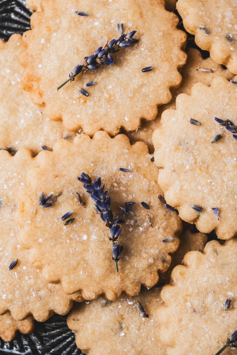 Just baked cookies on pan with coarse sugar.